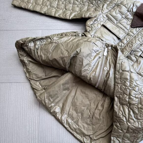 Ganni Quilt Midi Jacket Dark Green NWOT - Picture 6 of 10